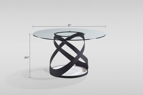 Dimi 5-Piece Dining Set with Clear Glass Table and Black Iron Infinity Base view 12