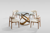 Dimi 5-Piece Dining Set with Clear Glass Table and Bronze Infinity-Loop Base view 2