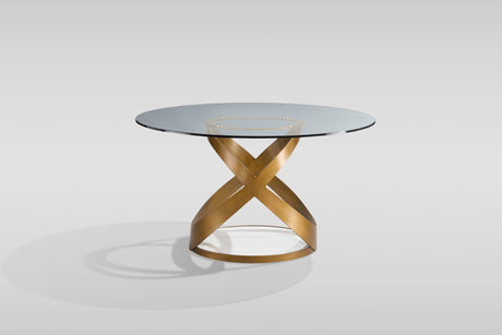 Dimi 5-Piece Dining Set with Clear Glass Table and Bronze Infinity-Loop Base view 8
