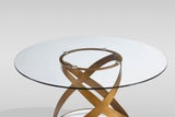 Dimi 5-Piece Dining Set with Clear Glass Table and Bronze Infinity-Loop Base view 9