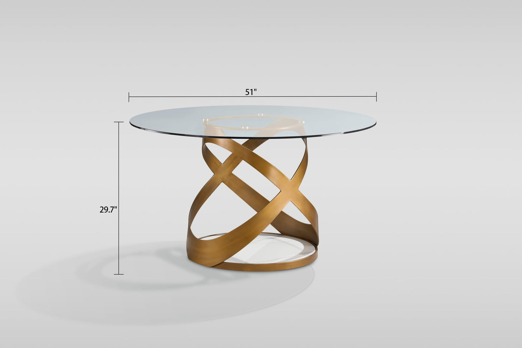 Dimi 5-Piece Dining Set with Clear Glass Table and Bronze Infinity-Loop Base view 10