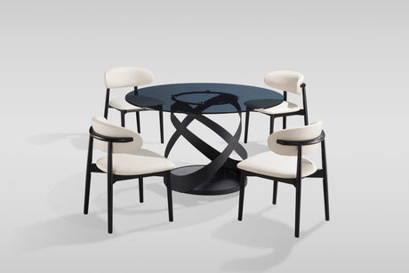 Dimi 5-Piece Dining Set with Smoke Glass Table and Black Iron Infinity Base view 2