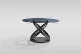 Dimi 5-Piece Dining Set with Smoke Glass Table and Black Iron Infinity Base view 7