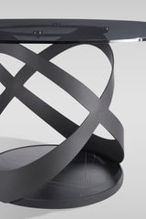 Dimi 5-Piece Dining Set with Smoke Glass Table and Black Iron Infinity Base view 10