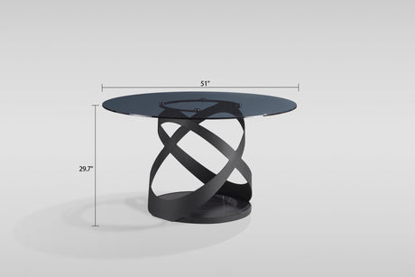 Dimi 5-Piece Dining Set with Smoke Glass Table and Black Iron Infinity Base view 11