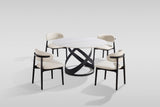 Dimi 5-Piece Dining Set with White Sintered Stone Table and Black Iron Base view 2