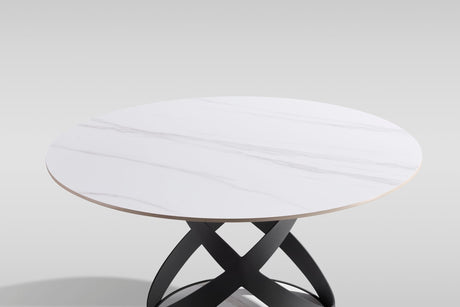 Dimi 5-Piece Dining Set with White Sintered Stone Table and Black Iron Base view 3