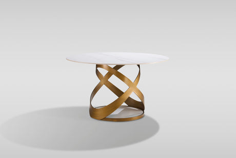 Dimi 5-Piece Dining Set with White Sintered Stone Table and Bronze Base view 9