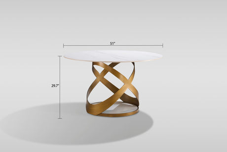 Dimi 5-Piece Dining Set with White Sintered Stone Table and Bronze Base view 10