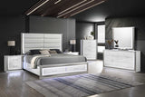 Dina White LED Upholstered Storage Bedroom Set - Ella Furniture