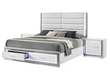 Dina White LED Upholstered Storage Bedroom Set - Ella Furniture