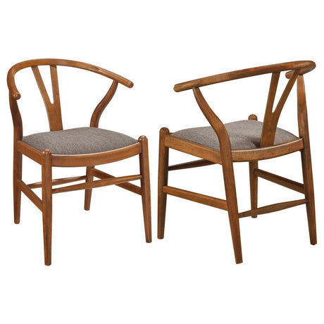 Dinah Danish Y-shaped Back Wishbone Dining Side Chair Walnut And Brown (Set Of 2) 108472 [ETA: 4/1/2024] - Ella Furniture