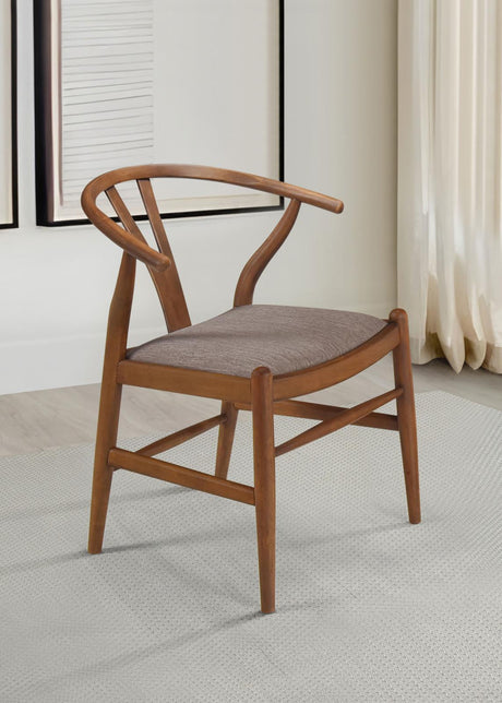 Dinah Danish Y-shaped Back Wishbone Dining Side Chair Walnut And Brown (Set Of 2) 108472 [ETA: 4/1/2024] - Ella Furniture