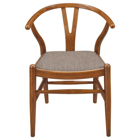 Dinah Danish Y-shaped Back Wishbone Dining Side Chair Walnut And Brown (Set Of 2) 108472 [ETA: 4/1/2024] - Ella Furniture