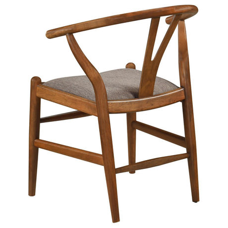 Dinah Danish Y-shaped Back Wishbone Dining Side Chair Walnut And Brown (Set Of 2) 108472 [ETA: 4/1/2024] - Ella Furniture