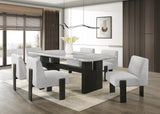 Diva Light Gray Genuine Marble Table + 6 Chairs from Ella Furniture