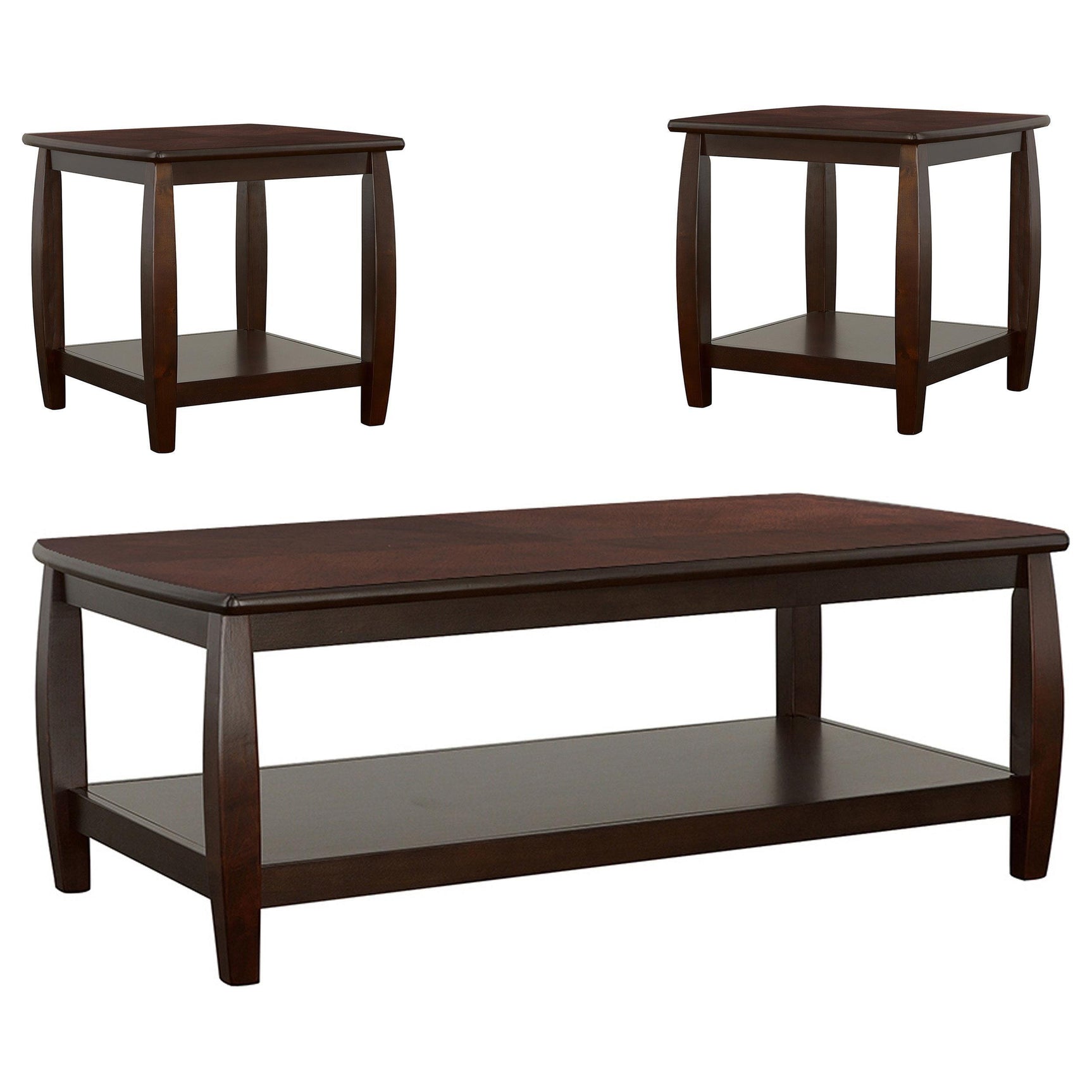 DIXON DINING SET Dixon 3-piece Rectangular Wood Coffee Table Set Espresso 701078-S3 - Ella Furniture