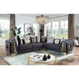 Donovan Black Velvet Sectional Sofa with Metal Legs from Ella Furniture