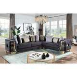 Donovan Black Velvet Sectional Sofa with Metal Legs from Ella Furniture
