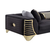 Donovan Black Velvet Sectional Sofa with Metal Legs view 3
