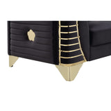 Donovan Black Velvet Sectional Sofa with Metal Legs view 4