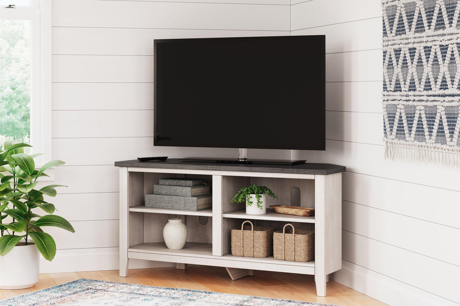 Dorrinson Two-tone Corner Tv Stand W287-46 - Ella Furniture