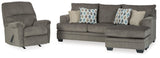 Dorsten Slate Sofa Chaise And Recliner - Ella Furniture