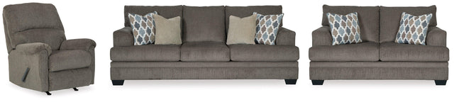 Dorsten Slate Sofa, Loveseat And Recliner - Ella Furniture