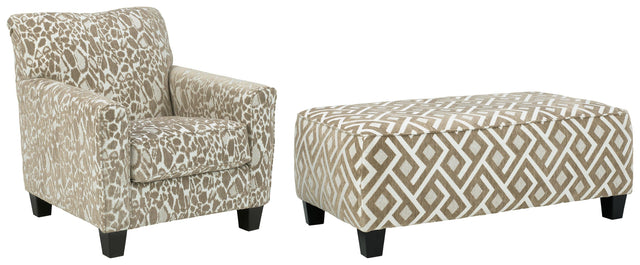Dovemont Putty Chair And Ottoman - Ella Furniture
