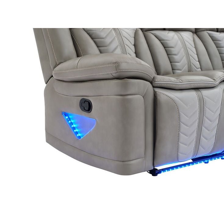 Innova Grey Air Leather Reclining Sectional with Bluetooth and Multi-Color LED Lights view 3