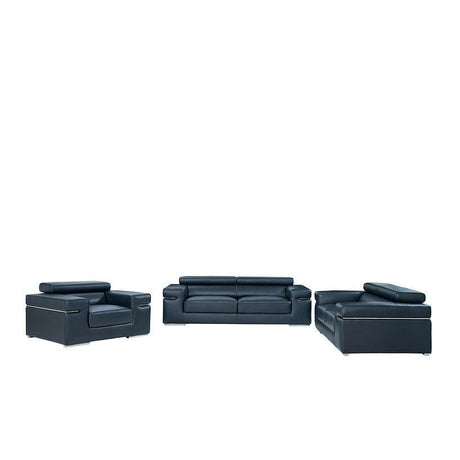 Soho Black Italian Leather Match Sofa, Loveseat, and Chair Set view 12
