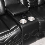 Lucky Charm Black Air Leather 3-Piece Reclining Sectional view 3