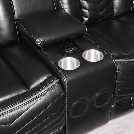 Lucky Charm Black Air Leather 3-Piece Reclining Sectional view 3