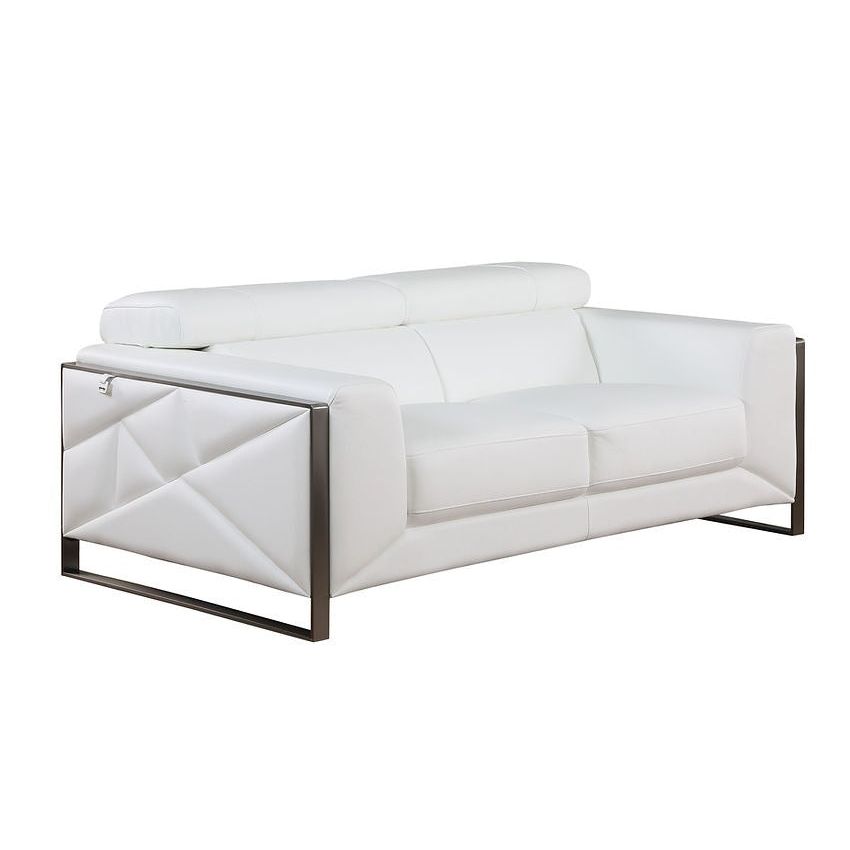 Giorgio White Italian Leather Sofa, Loveseat, and Chair Set view 4