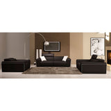 Domo Black Italian Leather Match Sofa, Loveseat, and Chair Living Room Set from Ella Furniture