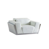 Domo White Italian Leather Match Chair and Sofa-Loveseat Living Room Set from Ella Furniture