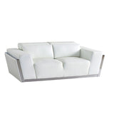 Domo White Italian Leather Match Chair and Sofa-Loveseat Living Room Set view 4