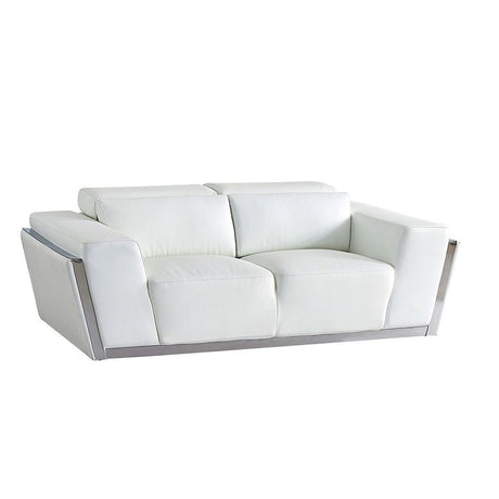 Domo White Italian Leather Match Chair and Sofa-Loveseat Living Room Set view 4