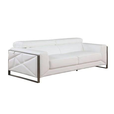 Giorgio White Italian Leather Sofa, Loveseat, and Chair Set view 5