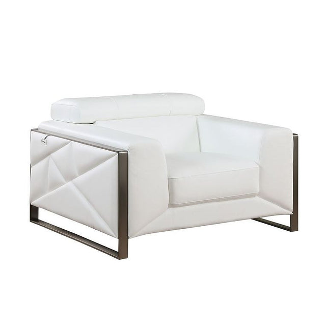 Giorgio White Italian Leather Sofa, Loveseat, and Chair Set from Ella Furniture