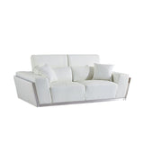 Domo White Italian Leather Match Chair and Sofa-Loveseat Living Room Set view 5