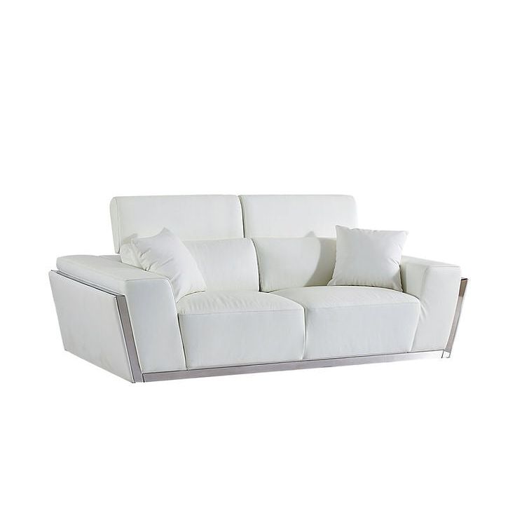 Domo White Italian Leather Match Chair and Sofa-Loveseat Living Room Set view 5