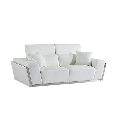 Domo White Italian Leather Match Chair and Sofa-Loveseat Living Room Set view 5