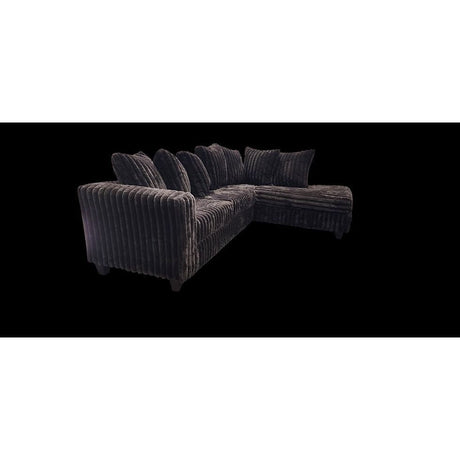 Gia Chocolate Stripe Fabric Sectional Sofa with Ottoman view 3