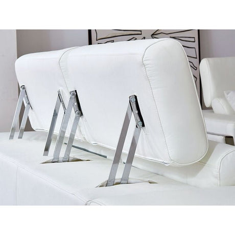 Domo White Italian Leather Match Chair and Sofa-Loveseat Living Room Set view 6