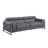 Giorgio Dark Grey Italian Leather Sofa, Loveseat, and Chair Set view 3