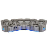 Innova Grey Air Leather Reclining Sectional with Bluetooth and Multi-Color LED Lights view 2