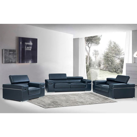 Soho Black Italian Leather Match Sofa, Loveseat, and Chair Set from Ella Furniture