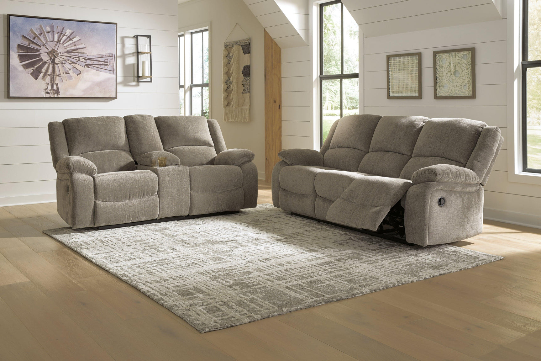 Draycoll Pewter Sofa And Loveseat - Ella Furniture