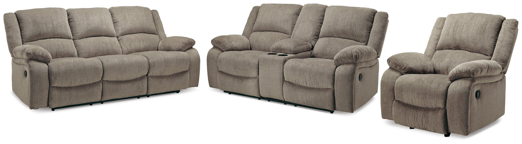 Draycoll Pewter Sofa, Loveseat And Recliner - Ella Furniture